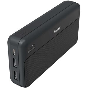 Baterie externa HAMA Pocket 20, 20000mAh, 2xUSB-A, antracit Baterie externa HAMA Pocket 20, 20000mAh, 2xUSB-A, antracit