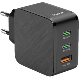 Incarcator retea HAMA 201961, 1x USB-A, 2x USB-C, Power Delivery (PD), 65W, negru Incarcator retea HAMA 201961, 1x USB-A, 2x USB-C, Power Delivery (PD), 65W, negru
