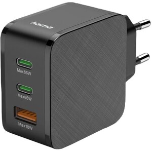 Incarcator retea HAMA 201961, 1x USB-A, 2x USB-C, Power Delivery (PD), 65W, negru Incarcator retea HAMA 201961, 1x USB-A, 2x USB-C, Power Delivery (PD), 65W, negru