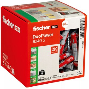 Diblu universal FISCHER DuoPower, nylon, cu surub, 8 x 40 mm, 50 bucati Diblu universal FISCHER DuoPower, nylon, cu surub, 8 x 40 mm, 50 bucati