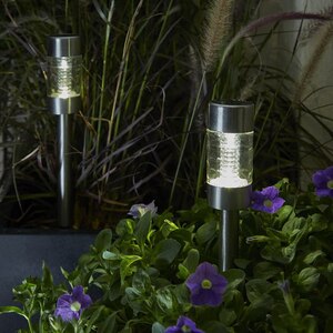 Lampa solara LED, 0.06 W, 5000K, otel inoxidabil, argintiu Lampa solara LED, 0.06 W, 5000K, otel inoxidabil, argintiu