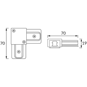 Conector in forma de L HOROZ, 1 circuit, 7 x 2 x 7 cm, IP20, aluminiu/plastic, negru Conector in forma de L HOROZ, 1 circuit, 7 x 2 x 7 cm, IP20, aluminiu/plastic, negru