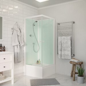 Cabina dus simpla inalta GOODHOME Arkell, patrata, profil metalic, sticla securizata, 80 x 80 x 200 cm, alb Cabina dus simpla inalta GOODHOME Arkell, patrata, profil metalic, sticla securizata, 80 x 80 x 200 cm, alb