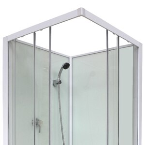 Cabina dus simpla GOODHOME Arkell, patrata, profil metalic, sticla securizata, 80 x 80 x 200 cm, alb Cabina dus simpla GOODHOME Arkell, patrata, profil metalic, sticla securizata, 80 x 80 x 200 cm, alb