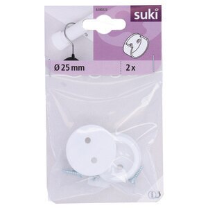 Suport bara dulap Suki 6280222, plastic, 25 mm, alb Suport bara dulap Suki 6280222, plastic, 25 mm, alb