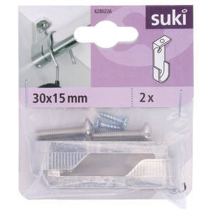 Suport bara dulap Suki 6280226, nichel, 30 x 15 mm, argintiu Suport bara dulap Suki 6280226, nichel, 30 x 15 mm, argintiu