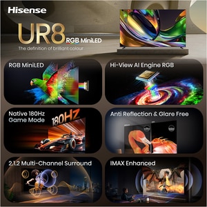 Televizor RGB Mini-LED ULED Smart HISENSE 100UR8S, Ultra HD 4K, HDR, 253cm Televizor RGB Mini-LED ULED Smart HISENSE 100UR8S, Ultra HD 4K, HDR, 253cm