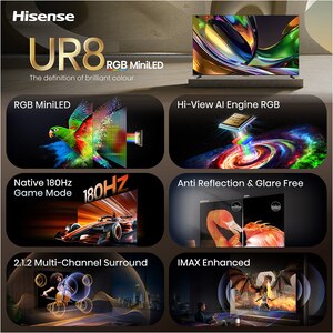 Televizor RGB Mini-LED ULED Smart HISENSE 75UR8S, Ultra HD 4K, HDR, 189cm Televizor RGB Mini-LED ULED Smart HISENSE 75UR8S, Ultra HD 4K, HDR, 189cm