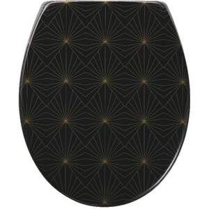 Capac WC GOODHOME Diani, inchidere lenta, plastic, negru/auriu Capac WC GOODHOME Diani, inchidere lenta, plastic, negru/auriu