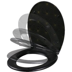 Capac WC GOODHOME Diani, inchidere lenta, plastic, negru/auriu Capac WC GOODHOME Diani, inchidere lenta, plastic, negru/auriu