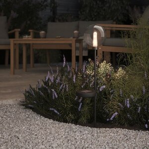 Lampa solara LED, IP44, 2000K, forma glob, negru Lampa solara LED, IP44, 2000K, forma glob, negru