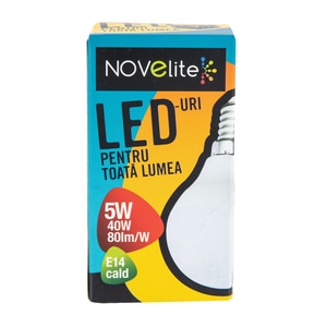 Bec LED NOVELITE, E14, 5W, 400lm, 3000K Bec LED NOVELITE, E14, 5W, 400lm, 3000K