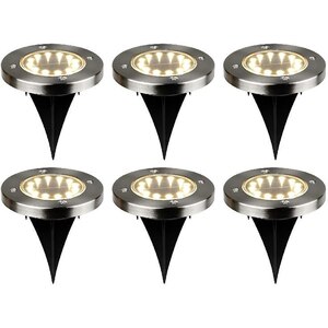 Set 6 lampi solare LED, 0.04 W, IP65, metal, argintiu Set 6 lampi solare LED, 0.04 W, IP65, metal, argintiu