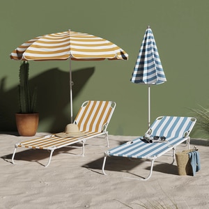 Sezlong gradina Curacao, otel, 183 x 57.5 x 79 cm, albastru Sezlong gradina Curacao, otel, 183 x 57.5 x 79 cm, albastru