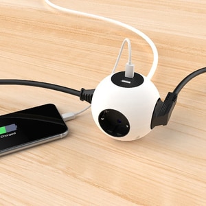 Bloc JACOBSEN Power Cube, 4 prize Schuko, 3 m, 1.5 mm, 2 porturi USB, alb Bloc JACOBSEN Power Cube, 4 prize Schuko, 3 m, 1.5 mm, 2 porturi USB, alb