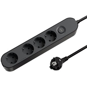 Prelungitor JACOBSEN, 4 prize Schuko, 1.5 m, 1.5 mm, cu intrerupator, negru Prelungitor JACOBSEN, 4 prize Schuko, 1.5 m, 1.5 mm, cu intrerupator, negru