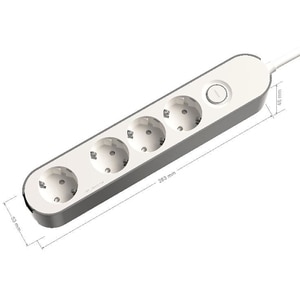 Prelungitor JACOBSEN, 4 prize Schuko, 3 m, 1.5 mm, cu intrerupator, alb/gri Prelungitor JACOBSEN, 4 prize Schuko, 3 m, 1.5 mm, cu intrerupator, alb/gri