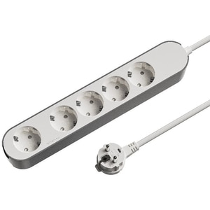 Prelungitor JACOBSEN, 5 prize Schuko, 3 m, 1.5 mm, alb/gri Prelungitor JACOBSEN, 5 prize Schuko, 3 m, 1.5 mm, alb/gri