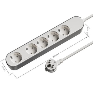 Prelungitor JACOBSEN, 5 prize Schuko, 3 m, 1.5 mm, alb/gri Prelungitor JACOBSEN, 5 prize Schuko, 3 m, 1.5 mm, alb/gri