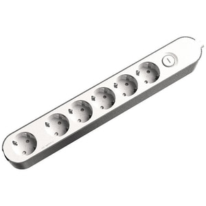 Prelungitor JACOBSEN, 6 prize Schuko, alb/gri Prelungitor JACOBSEN, 6 prize Schuko, alb/gri