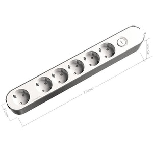Prelungitor JACOBSEN, 6 prize Schuko, alb/gri Prelungitor JACOBSEN, 6 prize Schuko, alb/gri