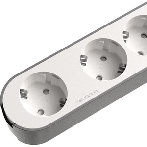 Prelungitor JACOBSEN, 6 prize Schuko, 3 m, 1.5 mm cu intrerupator, alb/gri Prelungitor JACOBSEN, 6 prize Schuko, 3 m, 1.5 mm cu intrerupator, alb/gri