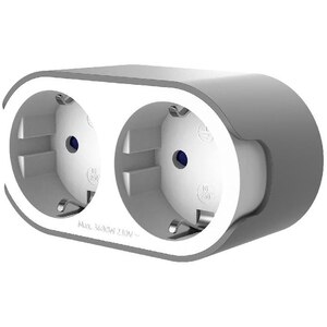 Adaptor priza Jacobsen, 2 prize, 16A, alb-gri Adaptor priza Jacobsen, 2 prize, 16A, alb-gri