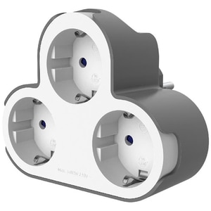 Adaptor priza Jacobsen, 3 prize, 16A, alb-gri Adaptor priza Jacobsen, 3 prize, 16A, alb-gri