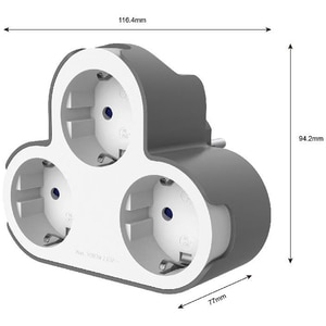 Adaptor priza Jacobsen, 3 prize, 16A, alb-gri Adaptor priza Jacobsen, 3 prize, 16A, alb-gri