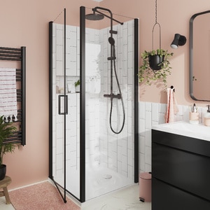 Paravan dus GOODHOME Ledava, aluminiu, sticla securizata 8mm, 80 x 195 cm, profil negru Paravan dus GOODHOME Ledava, aluminiu, sticla securizata 8mm, 80 x 195 cm, profil negru