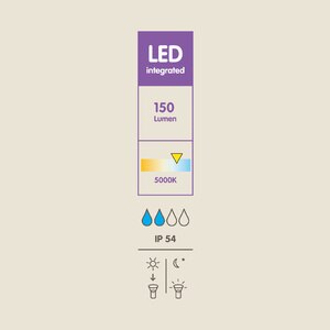 Lampa solara de exterior GOODHOME, LED, 1.5W, IP54, 150lm, 5000K, plastic, gri Lampa solara de exterior GOODHOME, LED, 1.5W, IP54, 150lm, 5000K, plastic, gri