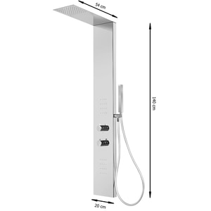 Panel de dus GOODHOME Abala, termostat, hidromasaj, crom Panel de dus GOODHOME Abala, termostat, hidromasaj, crom
