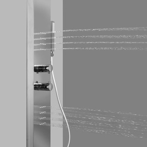 Panel de dus GOODHOME Abala, termostat, hidromasaj, crom Panel de dus GOODHOME Abala, termostat, hidromasaj, crom