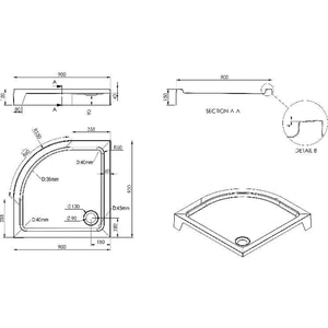 Cadita dus Dommel, semirotunda, ABS si acril, 90 x 90 x 15 cm, alb Cadita dus Dommel, semirotunda, ABS si acril, 90 x 90 x 15 cm, alb