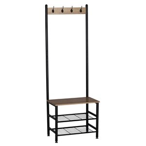 Cuier cu pantofar Skalo, metal/PAL, 60 x 40 x 175 cm, negru-maro Cuier cu pantofar Skalo, metal/PAL, 60 x 40 x 175 cm, negru-maro