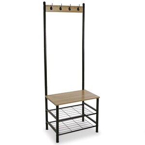 Cuier cu pantofar Skalo, metal/PAL, 60 x 40 x 175 cm, negru-maro Cuier cu pantofar Skalo, metal/PAL, 60 x 40 x 175 cm, negru-maro