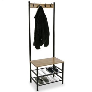 Cuier cu pantofar Skalo, metal/PAL, 60 x 40 x 175 cm, negru-maro Cuier cu pantofar Skalo, metal/PAL, 60 x 40 x 175 cm, negru-maro