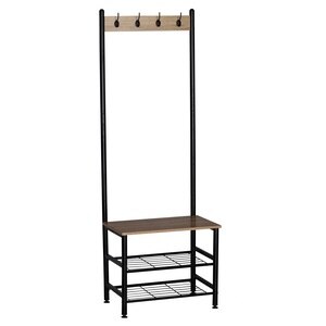 Cuier cu pantofar Skalo, metal/PAL, 60 x 40 x 175 cm, negru-maro Cuier cu pantofar Skalo, metal/PAL, 60 x 40 x 175 cm, negru-maro