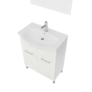 Set mobilier baie Savinidue Terra, 3 piese, 65 cm, Iluminare LED, alb Set mobilier baie Savinidue Terra, 3 piese, 65 cm, Iluminare LED, alb