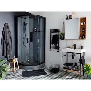 Cabina de dus cu hidromasaj GOODHOME Beloya, 90 x 90 x 220 cm, sticla securizata 6mm, profil negru Cabina de dus cu hidromasaj GOODHOME Beloya, 90 x 90 x 220 cm, sticla securizata 6mm, profil negru