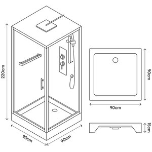 Cabina dus cu hidromasaj GoodHome Beloya, patrata, 90 x 90 x 220 cm, sticla securizata 6mm, profil crom Cabina dus cu hidromasaj GoodHome Beloya, patrata, 90 x 90 x 220 cm, sticla securizata 6mm, profil crom