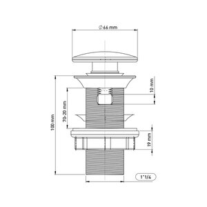 Ventil WIRQUIN quick-clack cu preaplin, dop ceramic, negru Ventil WIRQUIN quick-clack cu preaplin, dop ceramic, negru