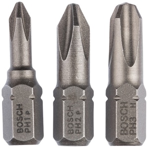 Set biti BOSCH, PH1, PH2, PH3, 25mm, 3 bucati Set biti BOSCH, PH1, PH2, PH3, 25mm, 3 bucati