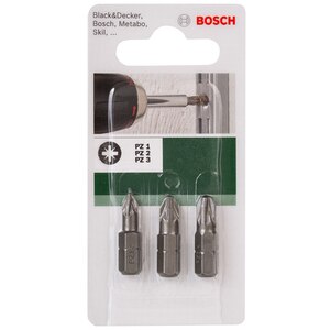 Set biti BOSCH, PZ1, PZ2, PZ3, 25mm, 3 bucati Set biti BOSCH, PZ1, PZ2, PZ3, 25mm, 3 bucati