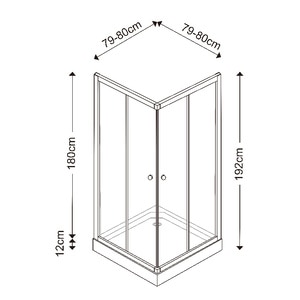Cabina dus standard, patrata, sticla securizata, 80 x 80 x 192 cm, alb Cabina dus standard, patrata, sticla securizata, 80 x 80 x 192 cm, alb