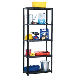 Raft 5 polite, 170 x 70 x 38 cm, plastic, negru Raft 5 polite, 170 x 70 x 38 cm, plastic, negru
