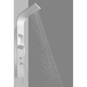Panel de dus GOODHOME Layra, termostat, hidromasaj, 140 cm, alb mat Panel de dus GOODHOME Layra, termostat, hidromasaj, 140 cm, alb mat