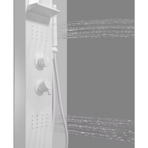 Panel de dus GOODHOME Layra, termostat, hidromasaj, 140 cm, alb mat Panel de dus GOODHOME Layra, termostat, hidromasaj, 140 cm, alb mat