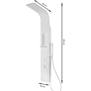 Panel de dus GOODHOME Layra, termostat, hidromasaj, 140 cm, alb mat Panel de dus GOODHOME Layra, termostat, hidromasaj, 140 cm, alb mat
