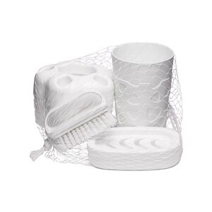 Set accesorii baie PLASTINA, 4 piese, alb Set accesorii baie PLASTINA, 4 piese, alb